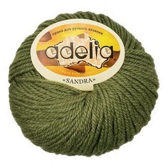 Пряжа Adelia "SANDRA" 50% шерсть, 50% акрил №05 т.оливковый - 10 мотков по 50 г
