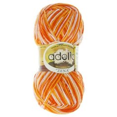 Пряжа Adelia "ZENA" 100% акрил №21 оранжевый-желтый-белый - 5 мотков по 100 г