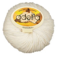 Пряжа Adelia "SANDRA" 50% шерсть, 50% акрил №02 БЕЛЫЙ - 10 мотков по 50 г