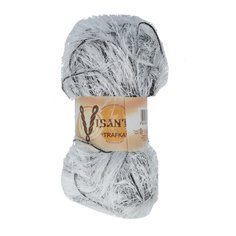 Пряжа Visantia "TRAFKA" меланжевая 100% полиэстер №5001 белый-черный - 5 мотков по 100 гр