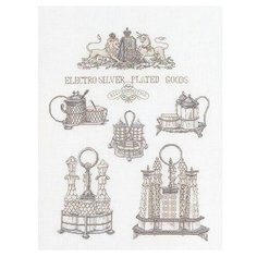 Набор для вышивания Серебряные изделия, канва лён 36 ct Thea Gouverneur