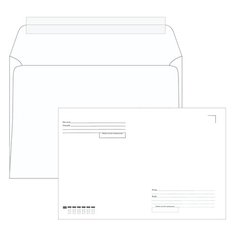 Конверты С4 (229х324 мм), отрывная лента, "Куда-Кому", 100 г/м2, КОМПЛЕКТ 500 шт. Ряжская печатная фабрика