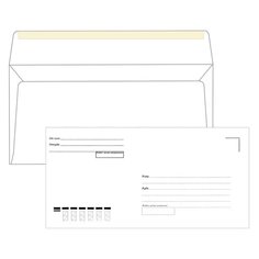 Конверты Е65 (110х220 мм), клей, "Куда-Кому", 80 г/м2, КОМПЛЕКТ 1000 шт. Ряжская печатная фабрика