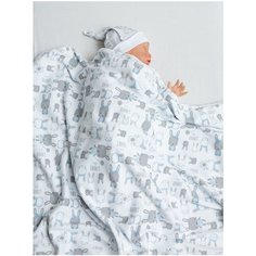 Пеленка (плед) Amarobaby Soft Hugs Зайчики трикотажная, двухслойная, белый, 95х85 см.