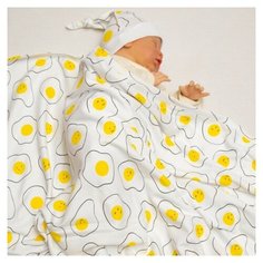 Пеленка (плед) Amarobaby Soft Hugs Яичница трикотажная, двухслойная, белый, 95х85 см.