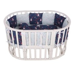 Бортик в кроватку 12 предметов (12 подушек-бортиков) AmaroBaby ЛИСИЧКИ (синий)