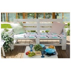 Подушка декоративная Этель на 2-местную скамейку, "Квадраты", 45*120 см, репс с пропиткой вмго, 100% хлопок