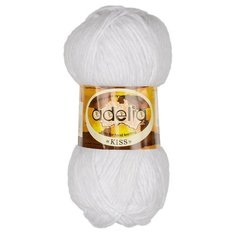 Пряжа Adelia "KISS" 100% полиэстер №02 БЕЛЫЙ - 10 мотков по 50 г