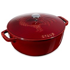Кокот "Петух", 24 см, 3,6 л, гранатовый, чугун, NEW, Staub