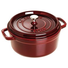Кокотница круглая с крышкой 24 см, 3,8 л, гранат, Staub