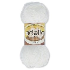 Пряжа Adelia "AURA" 100% акрил №001 БЕЛЫЙ - 10 мотков по 50 г