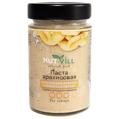NutVill Паста арахисовая с кусочками арахиса и морской солью, 180 г