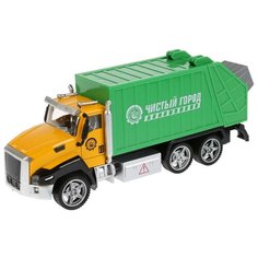 Мусоровоз ТЕХНОПАРК Чистый город (2213-3R2), 21 см, зеленый/желтый