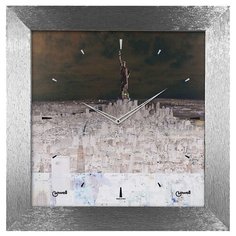 Часы настенные кварцевые Lowell 11965 коричневый/серебристый