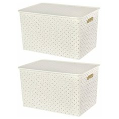 Набор 2-х корзинок с крышками 14 л EL Casa Береста слоновая кость