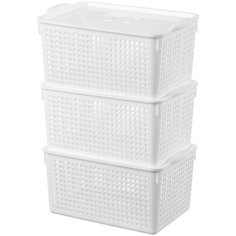Набор 3-х корзинок с крышками 5,3 л 29,5х18,5х14,5 см EL Casa Лофт белая