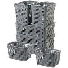 Набор из 6 корзинок 2 л и 2 л и2,8 л и 2,8 л и 3,8 л с крышкой и 5,3 л с крышкой Violet Лофт серый EL Casa