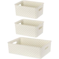Набор 3-х корзинок 3 л, 3 л, 7,5 л EL Casa Береста слоновая кость