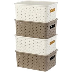 Набор 4-х корзинок 3 л EL Casa Береста слоновая кость и капучино