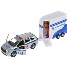 Легковой автомобиль ТЕХНОПАРК KIA Sorento Prime + фургон с лошадью (SB-18-06WB), серебристый/белый/синий