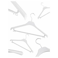 Вешалка-плечики для одежды PlastOn универсальная, пластиковая 42 см с металлическим крючком, белая, набор 5 шт.