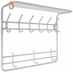 ВСП 9 БС Вешалка 2х ярусная с полкой, 80 см, для верхней одежды и головных уборов настенная, цвет белое серебро "Антик" ЗМИ