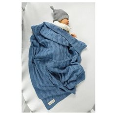 Плед детский вязаный Amarobaby Pure Love Волна джинс