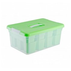 FunBox Ящик органайзер Standart 10л с ручкой 12 вставок S + 2 лотка S, зеленый