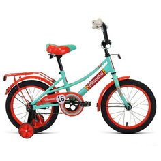 Велосипед FORWARD AZURE 16 (16" 1 ск.) 2020-2021, зеленый/красный, 1BKW1K1C1027