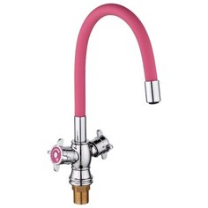 POTATO, Смеситель для кухни (мойки) с высоким гибким изливом, розовый P58325-13