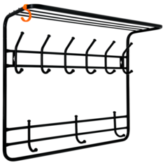 ВСП 9 Ч Вешалка 2х ярусная с полкой, 80 см, для верхней одежды и головных уборов настенная, цвет черный ЗМИ