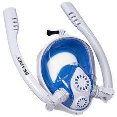 Набор для плавания BRADEX полнолицевой с двумя трубками, размер S/M белый/синий