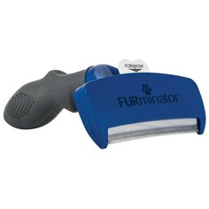 Щетка-триммер FURminator L для короткошерстных собак крупных пород, синий/серый