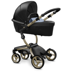 Коляска-трансформер Mima Xari (2 в 1), black/pixel blue/champagne frame, цвет шасси: золотистый