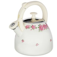 Vetta Чайник со свистком Розанна 894475 2.5 л, белый/розовый