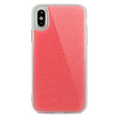 Противоударный силиконовый чехол для iPhone XS Max Гель с блестками / (Розовый) Pastila