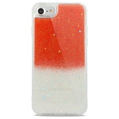 Силиконовый двуцветный чехол для (Эпл) iPhone 6 / 6S / 7 / 8 / SE 2020 Гель с Блестками / Pastila (Оранжевый)