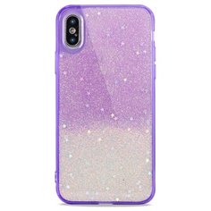 Силиконовый двуцветный чехол для (Эпл) iPhone X / XS Гель с Блестками / Pastila (Сиреневый)