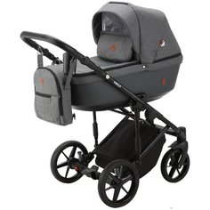Коляска универсальная Adamex Amelia LUX 2 в 1, AM285 - темно-серая, темно-серая кожа