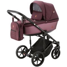 Коляска универсальная Adamex Amelia LUX 2 в 1, AM274 - бордовая, сливовая перламутр кожа