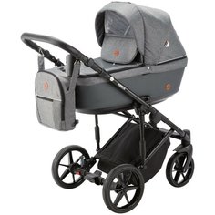 Коляска универсальная Adamex Amelia LUX 2 в 1, AM288 - темно-серая серебристыми блестками, темно-серая кожа