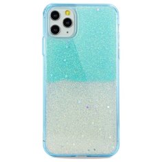 Силиконовый двуцветный чехол для (Эпл) iPhone 11 Pro Max Гель с Блестками / Pastila (Голубой)