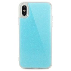 Противоударный силиконовый чехол для ( ) iPhone X / XS Гель с блестками / (Голубой) Pastila