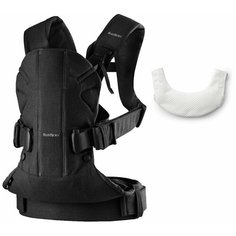 BabyBjorn Эрго-рюкзак One Cotton + нагрудник, цвет: черный/белый