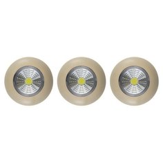 Фонарь-подсветка сд Pushlight 3Pack слоновая кость, COB 3 Вт, 3 шт, бат. 3xAAA, Ritter REV