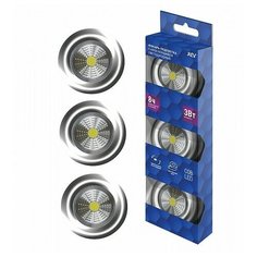 Фонарь-подсветка сд Pushlight 3Pack металлик, COB 3 Вт, 3 шт, бат. 3xAAA, Ritter