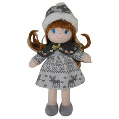 Мягкая игрушка ABtoys Кукла в серой шапочке и фетровом платье, 36 см