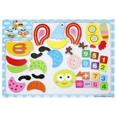 Junfa toys Мозаика магнитная Петух, бабочка, гусеница (С-001)