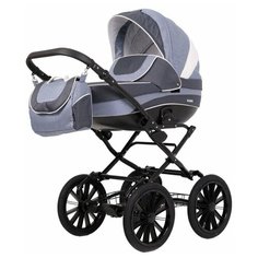 Универсальная коляска RANT Fabio Classic (2 в 1), 01 синий джинс, цвет шасси: черный РАНТ