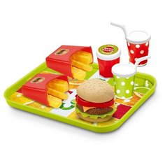 Набор продуктов с посудой Junfa toys Фаст Фуд XJ326H-7 разноцветный